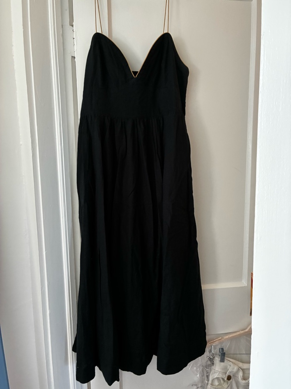 Anthropologie Black Spaghetti-Strap Midi